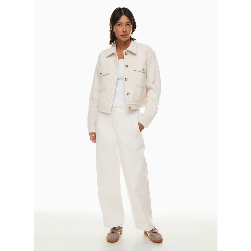 Wilfred Boiled Wool Cropped Trucker Jacket Small Cream Shacket - Picture 10 of 12